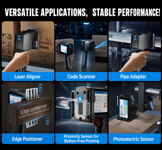 1+N Modular Handheld Inkjet Printer with Multi-Functional Accessories for Various Printing Applications